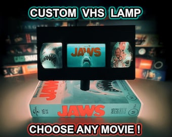 Personalized  VHS table lamp,  Handmade retro movie decor, 80s-90s Nostalgia, Movie Night Light