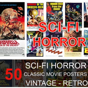 Sci-Fi Horror Movie Posters,  Vintage Retro Classic Movie Poster - Bundle Collection, Art Sci-Fi and Fantasy Film Poster Atomic Age