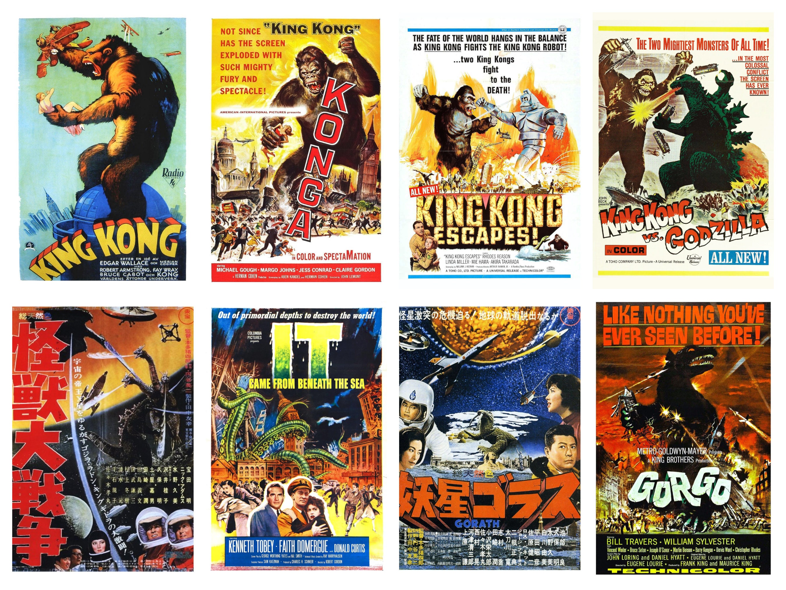 怪獣映画ポスター58枚：レトロシネマウォールアート（デジタル