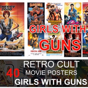 Cartel de película Girls With Guns, Carteles de películas retro, Vintage, Cartel de película clásica, años 70, 80, Paquete, Colección, Cartel de película de culto