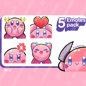 KIRBY EMOTES (5) / Twitch / Discord / Youtube / Cute kirby emote pack