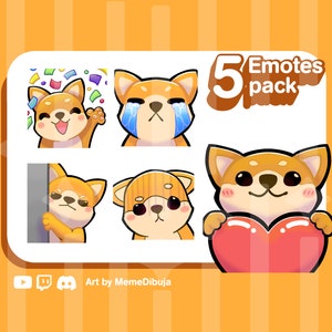 PUPPY EMOTES PACK (5) / Twitch / Discord / Youtube / Cute puppy emote pack