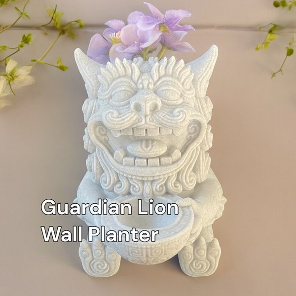 Wall Planter, Chinese Foo Lion, Guardian Flower Pot, Hanging Garden Decor, Outdoor Art, Modern Indoor, Dragon, Dog, Indian Buddhism Vase