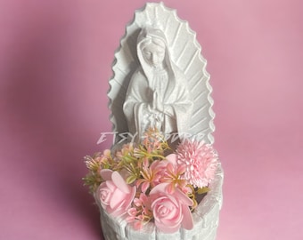 Jardinière Vierge Marie, Virgencita de Guadalupe, pot de fleur d'église, décoration de jardin, oeuvre d'art pour balcon de véranda, vase de salon Lady Madonna