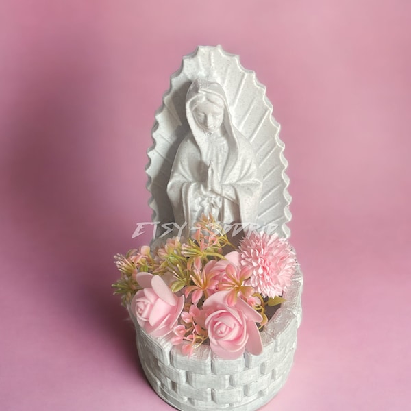 Virgin Mary Planter, Virgencita de Guadalupe, Church Flower Pot, Home Garden Decor, Outdoor Porch Balcony Art, Lady Madonna Living Room Vase