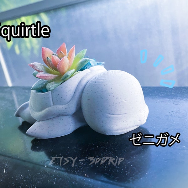 Pokemon | Sleeping Squirtle Planter | Marble Succulent Planter ‣ Gardening Vase Flower Pot | Decor | Cute Gamer Gift | Japanese Anime Merch