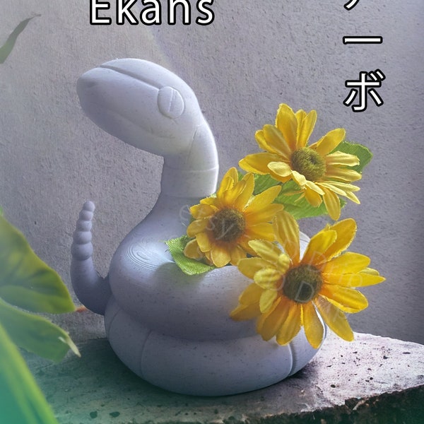 Pokémon ‣ Ekans | Snake | Marble Succulent Planter ‣ Gardening Vase Flower Pot | Indoor Desktop | Decor | Cute Gamer Gift | Japanese Anime
