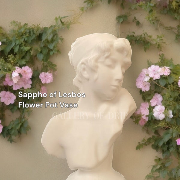 Sappho of Lesbos Flower Pot Vase, Ancient Greek Planter, Poet Statue, "Poetess", Home Garden Decor,  Indoor Outdoor Living Room "Tenth Muse"