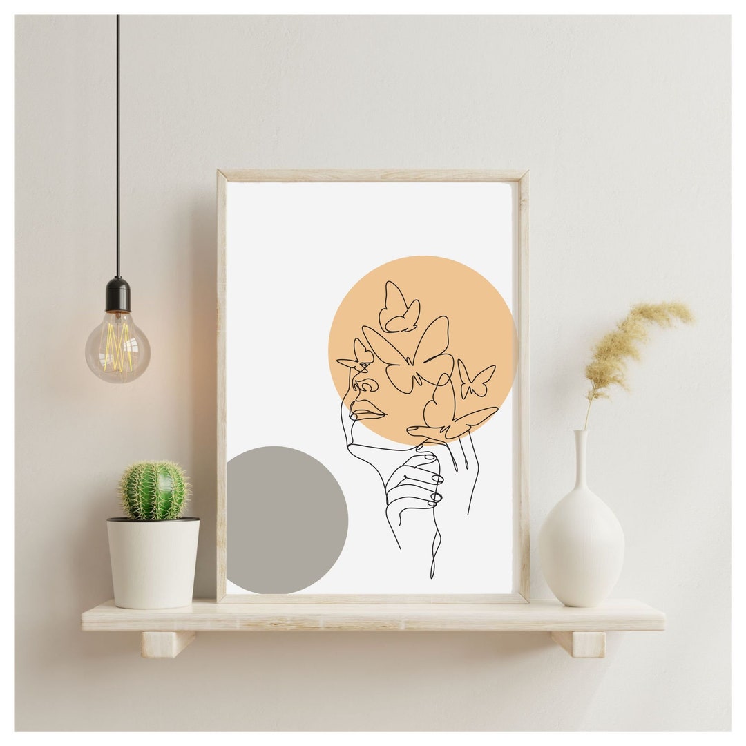 Butterfly Woman One Line Print, Minimalist Wall Decor, Female Print ...