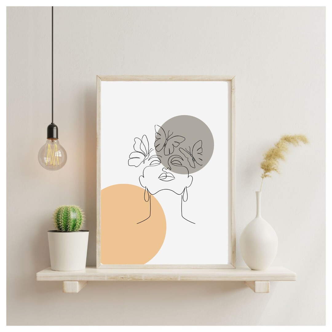 Butterfly Woman One Line Print, Minimalist Wall Décor, Female Print ...