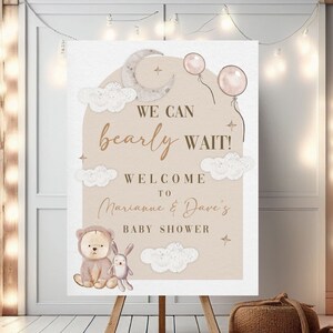 We Can Bearly Wait Baby Shower Welcome Sign Bear Theme Custom Baby Shower Sign Baby Shower Party Gender Neutral Baby Shower Coed Baby Shower