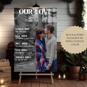 Our Love Story Wedding Sign With Photo Two Tone Custom Photo Welcome Sign Wedding Party Personalized Welcome Sign Elegant Sign Wedding Decor