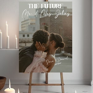 Engagement Party Future Mr and Mrs Welcome Sign Custom Photo Welcome Sign Engagement Party Personalized Welcome Sign Elegant Sign Engagement