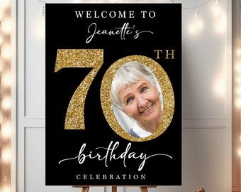 Custom 70th Birthday Party Welcome Sign 70th Birthday Celebration 70th Birthday Party Decoration Personalized Birthday Party Welcome Sign