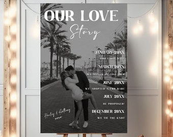 Our Love Story Wedding Sign With Photo Custom Photo Welcome Sign Wedding Party Personalized Welcome Sign Elegant Sign Wedding Decor Photo