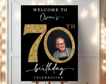 70th Birthday Party Custom Welcome Sign 70th Birthday Celebration 70th Birthday Party Decoration Personalized Birthday Party Welcome Sign