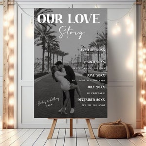 Our Love Story Wedding Sign With Photo Custom Photo Welcome Sign Wedding Party Personalized Welcome Sign Elegant Sign Wedding Decor Photo