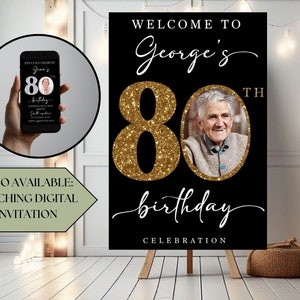 Custom 80th Birthday Party Welcome Sign 80th Birthday Celebration 80th Birthday Party Decoration Personalized Birthday Party Welcome Sign