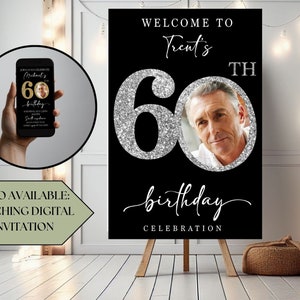 Custom 60th Birthday Party Welcome Sign 60th Birthday Celebration 60th Birthday Party Decoration Personalized Birthday Party Welcome Sign