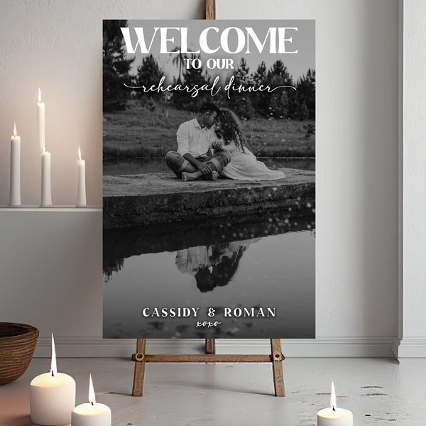 Rehearsal Dinner Welcome Sign Custom Photo Welcome Sign Wedding Personalized Welcome Sign Rehearsal Wedding Dinner Sign Personalized