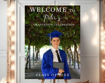 Custom Graduation Party Welcome Sign Photo Grad Party Sign Personalized Graduation Decoration High School Graduation College Graduation Sign