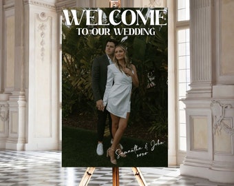Wedding Welcome Sign Custom Photo Elegant Welcome Sign for Wedding Personalized Welcome Sign Elegant Wedding Entrance Sign Personalized