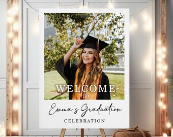 Graduation Party Welcome Sign Custom Photo Grad Party Sign Personalized Graduation Decoration High School Graduation College Graduation Sign