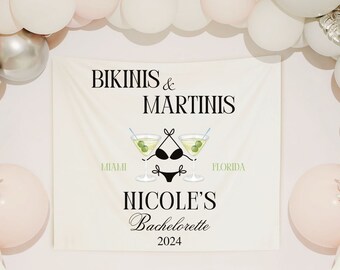 Bikinis and Martinis Bachelorette Party Custom Backdrop Bachelorette Destination Backdrop Bachelorette Sign Decoration Bachelorette Backdrop