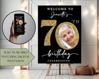 70th Birthday Party Custom Welcome Sign 70th Birthday Celebration 70th Birthday Party Decoration Personalized Birthday Party Welcome Sign