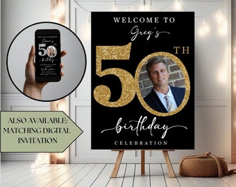 Personalized 50th Birthday Party Welcome Sign 50th Birthday Celebration 50th Birthday Decoration Personalized Birthday Party Welcome Sign