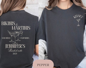 Bikinis and Martinis Custom Bachelorette Shirt Bachelorette Party Shirts Social Club Bach Shirt Personalized Bachelorette Tee Oversized