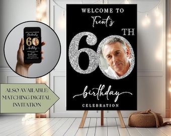 Custom 60th Birthday Party Welcome Sign 60th Birthday Celebration 60th Birthday Party Decoration Personalized Birthday Party Welcome Sign
