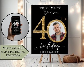 Custom 40th Birthday Party Welcome Sign 40th Birthday Celebration 40th Birthday Party Decoration Personalized Birthday Party Welcome Sign