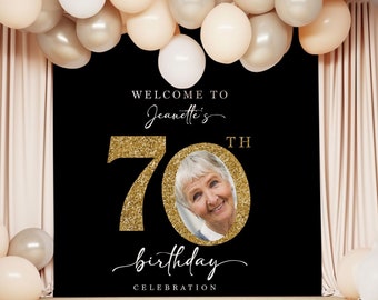 Custom 70th Birthday Backdrop Welcome Party Tapestry 70th Birthday Party Backdrop Sign for 70th Birthday Party Wall Decoration Personalized