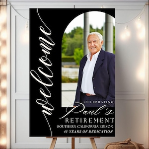Retirement Welcome Sign Custom Retirement Sign Retirement Party Decor Photo Welcome Sign for Retirement Celebration Party Sign Personalized