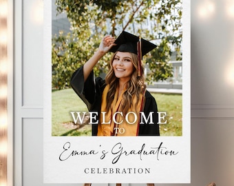 Graduation Party Welcome Sign Custom Photo Grad Party Sign Personalized Graduation Decoration High School Graduation College Graduation Sign