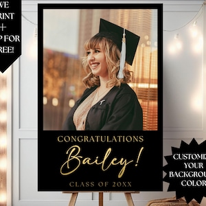 Graduation Party Welcome Sign Custom Photo Grad Party Sign Personalized Graduation Decoration High School Graduation College Graduation Sign