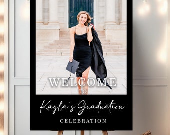 Custom Graduation Party Welcome Sign Photo Grad Party Sign Personalized Graduation Decoration High School Graduation College Graduation Sign