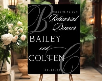 Custom Welcome Sign Rehearsal Dinner Night Before Welcome Sign Custom Wedding Rehearsal Welcome Sign Elegant Rehearsal Wedding Dinner Sign