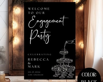 Custom Engagement Party Welcome Sign Engagement Entrance Party Sign Personalized Welcome Sign Elegant Engagement Celebration Welcome Sign