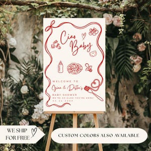 Ciao Baby Welcome Sign | Whimsical Italian Baby Shower Sign | Custom Baby Shower Decor | Hand-Drawn Gender Reveal Party Sign