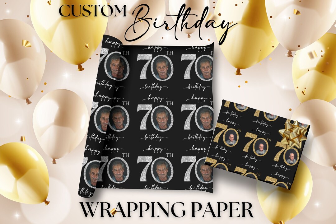 Custom 70th Birthday Wrapping Paper 70th Birthday Gift Wrap for 70th ...