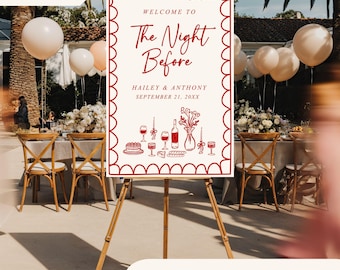 The Night Before Rehearsal Dinner Welcome Sign | Custom Hand-Drawn Wedding Welcome Sign | Personalized Rehearsal Dinner Sign |