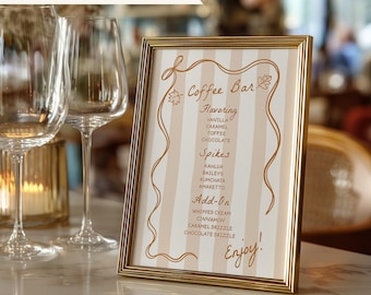 Personalized Fall Coffee Bar & Cocktail Bar Sign | Hand Drawn Striped Bar Sign | Autumn Coffee Station Decor | Signature Cocktail Bar