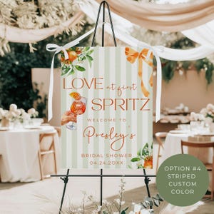 Love At First Spritz Bridal Shower Welcome Sign | Aperol Spritz Bridal Shower Decor | Italian Cocktail Theme Shower | Summer Bridal Shower