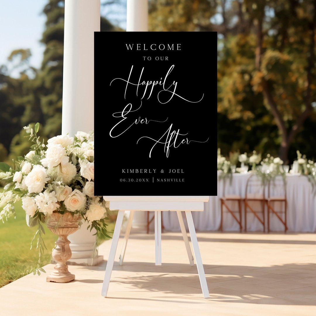 Happily Ever After Wedding Welcome Sign Custom Wedding Ceremony ...