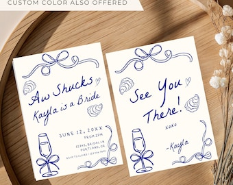 Invitación para despedida de soltera "Aw Shucks" / Invitación personalizada para despedida de soltera costera con temática de ostras / Invitación para despedida de soltera de boda caprichosa dibujada a mano