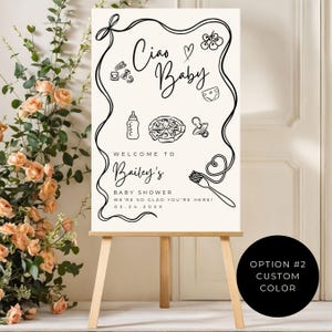 Ciao Baby Welcome Sign | Whimsical Italian Baby Shower Sign | Custom Baby Shower Decor | Hand-Drawn Gender Reveal Party Sign
