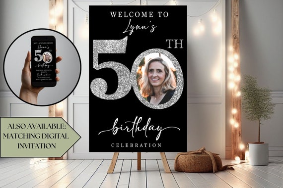 Custom 50th Birthday Party Welcome Sign 50th Birthday Celebration 50th Birthday Party Decoration Personalized Birthday Party Welcome Sign