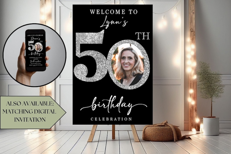 Custom 50th Birthday Party Welcome Sign 50th Birthday Celebration 50th Birthday Party Decoration Personalized Birthday Party Welcome Sign